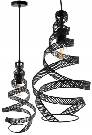 Lampa Sufitowa Wisząca W Stylu Loft Czarna Spirala