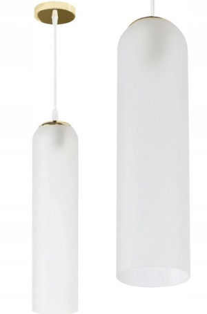 Lampa Szklana Glamour Wisząca Sufitowa White Gold