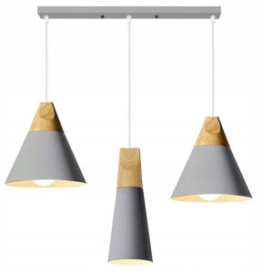 Lampa Wisząca Drewno Loft Industrial Scandi 3 Cp