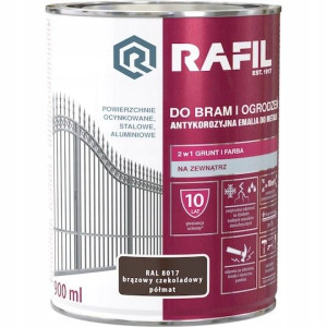 Farba RAFIL Brama Ogrodzenia PÓŁMAT RAL8017 0,9l