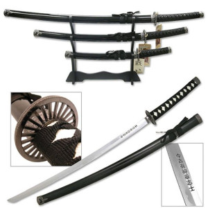 Zestaw Mieczy Japońskich Ze Stojakiem Katana Wakizashi Tanto Sw-68b4
