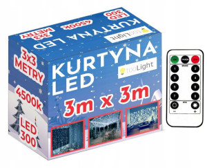 Kurtyna 300 Led Girlanda Lampki Pilot 3X3M