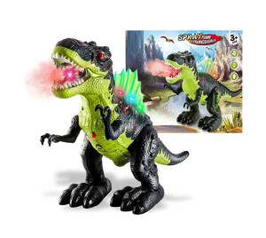 Duży Dinozaur T-rex Chodzi Ryczy Świeci Zieje Dym