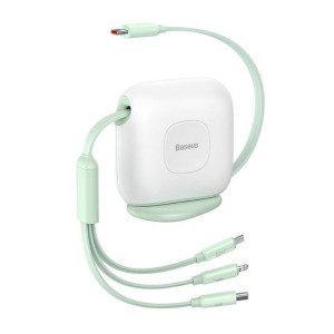 Kabel USB Baseus Fabric 3w1 USB-C / Lightning / Micro 3,5A 1,7m (biało-ziel