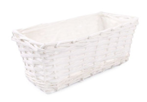 Biały Prostokątny Koszyk Na Kwiaty 30x16x12 Cm