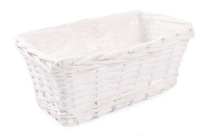 Biała Prostokątna Osłonka Wiklinowa Z Folią 27x14x11 Cm