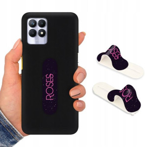 Etui Mat CZARNY + Uchwyt do REALME 8i Case Wzory