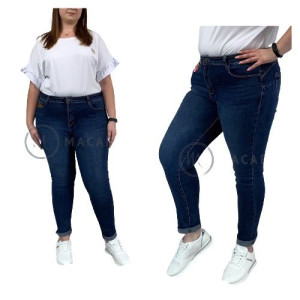 Bs Jeans Spodnie Jeansy Rurki Push Up Granatowe 44/2xl