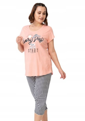 Piżama Damska Vienetta bawełniana +Size 2XL krótki