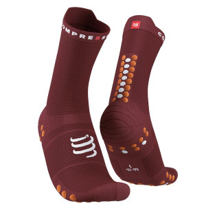 COMPRESSPORT Skarpetki do biegania wysokie ProRacing Socks V4 bordowe