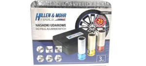 Nasadki udarowe do felg aluminiowych, kpl 1/2" 17,19,21mm