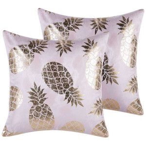 2 poduszki dekoracyjne w ananasy 45 x 45 cm różowe ASTILBE
