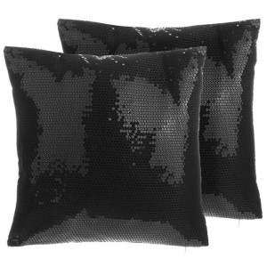 2 poduszki dekoracyjne w cekiny 45 x 45 cm czarne ASTER