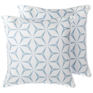 2 poduszki dekoracyjne w geometryczny wzór 45 x 45 cm niebieskie WEIGELA