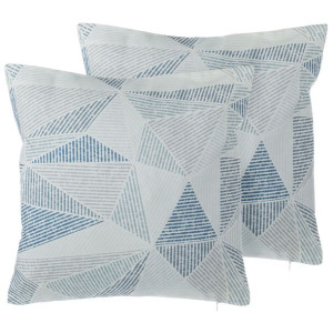 2 poduszki dekoracyjne w geometryczny wzór 45 x 45 cm niebiesko-szare BRUNN
