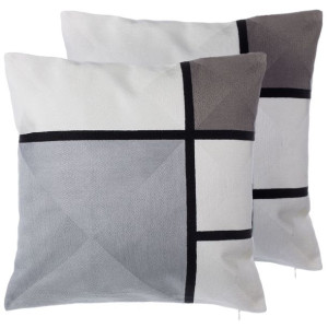 2 poduszki dekoracyjne w geometryczny wzór 45 x 45 cm szare WEDELIA
