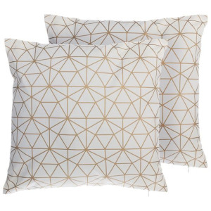 2 poduszki dekoracyjne w geometryczny wzór 45 x 45 cm złote SEDUM