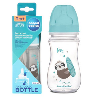BUTELKA Canpol dla niemowlaka EasyStart TOYS 240ml LENIWIEC