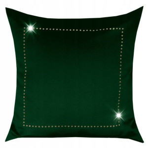 poszewka GLAMOUR 45x45 zielony ciemny + złoto
