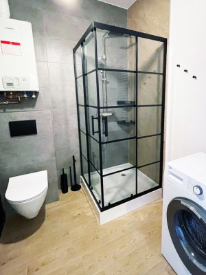 Kabina prysznicowa 90x90 czarna LOFT biały brodzik 13cm z syfonem