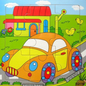 Edukacyjne Puzzle Drewniane 9el.autko