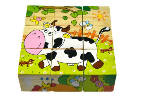 Edukacyjne Drewniane Klocki Puzzle Dinozaury