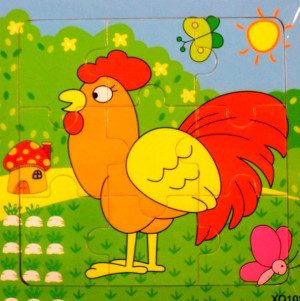 Edukacyjne Puzzle Drewniane 9el.kogut