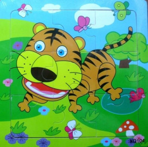 Edukacyjne Puzzle Drewniane 9el.tygrysek
