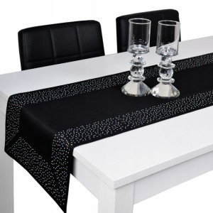 pas dekoracyjny SZMARAGD 40x140 czarny, cyrkonie