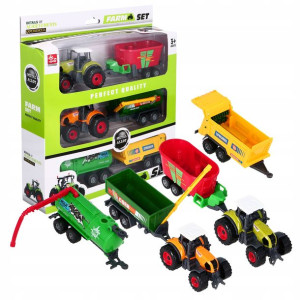Resorak 2x Traktor 4x Maszyna Metal Zestaw Farmer