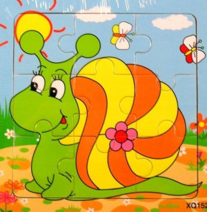 Edukacyjne Puzzle Drewniane 9el.ślimak