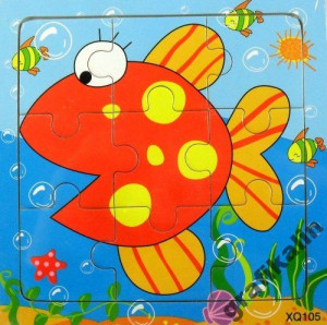 Edukacyjne Puzzle Drewniane 9 El Ryba