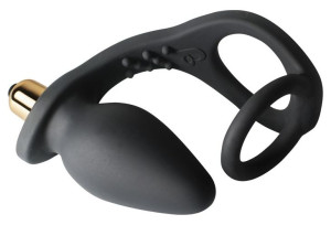 Korek analny silikonowy z wibracjami 14 cm i pierścień RO-ZEN Rocks Off