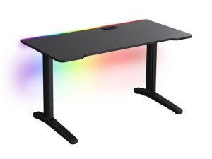 Biurko dla gracza ERGON XL czarne z LED na pilota i przelotką 68x138cm