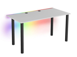 Tanie biurko dla gracza Basia XL białe LED pilot przelotka 68x138cm