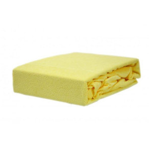Prześcieradło frotte z gumką 200x200 grube żółte bananowe
