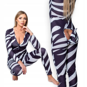 PIŻAMA DAMSKA Rozpinana z Klapką ZEBRA 201 r.L