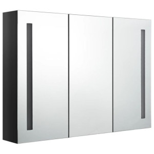 Szafka łazienkowa z lustrem i LED, 89x14x62 cm, lśniąca czerń
