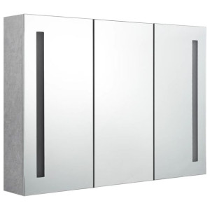 Szafka łazienkowa z lustrem i LED, 89x14x62 cm, szarość betonu