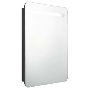 Szafka łazienkowa z lustrem i LED, czarna, 60x11x80 cm