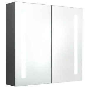 Szafka łazienkowa z lustrem i LED, szara, 62x14x60 cm