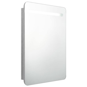 Szafka łazienkowa z lustrem i LED, szarość betonu, 60x11x80 cm