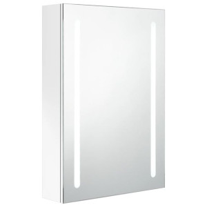 Szafka łazienkowa z lustrem i LED, lśniąca biel, 50x13x70 cm