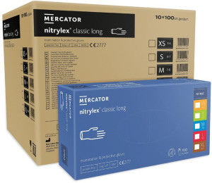 Rękawice nitrylowe nitrylex classic long M karton 10 x 100 szt.