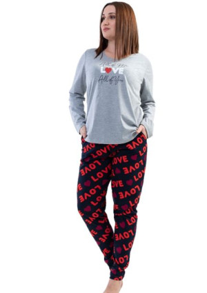 Piżama Damska Vienetta bawełniana +Size 1XL długa