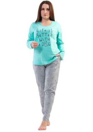 Piżama Damska Vienetta bawełniana +Size 3XL długa