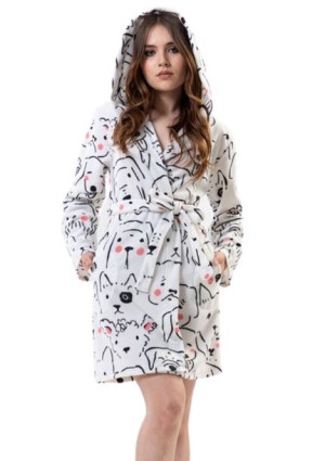 Szlafrok damski polarowy kaptur ciepły L-XL Vienetta