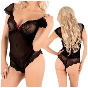 Czarne body z koronką kobiece zmysłowe L/XL Manulis CF 33020 - L/XL