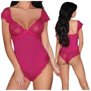 Body eleganckie z koronką ciemnoróżowe L/XL Cheriee CF 90398 - L/XL