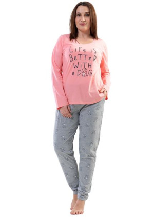 Piżama Damska Vienetta bawełniana +Size 2XL długa